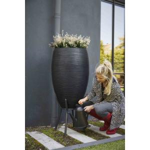 Capi Nature Rib regenton zwart 130L met plantenbak