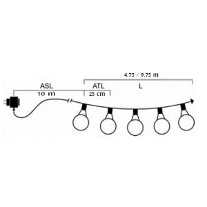 LED feestverlichting helder warmwit 4.75 meter - 20 lampen 40 LEDs