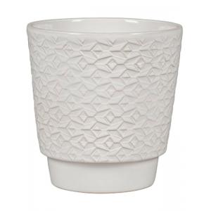 Pot Odense Mosaik White S 13x14 cm witte ronde bloempot voor binnen