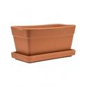 Terracotta pot rechthoekige balkonbak S 30x16 cm met schotel set