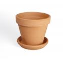 Terracotta muur bloempot rond 13x13 cm inclusief schotel