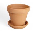 Terracotta muur bloempot rond 19x17 cm inclusief schotel