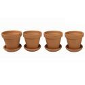 Terracotta bloempotten 11 cm met schotel quadro set