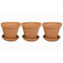 Terracotta bloempotten 11 cm met schotel trio set