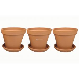 Terracotta bloempotten 21 cm met schotel trio set