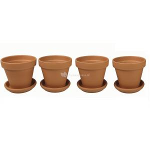 Terracotta bloempotten 25 cm met schotel quadro set