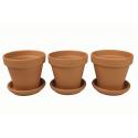 Terracotta bloempotten 25 cm met schotel trio set