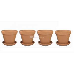 Terracotta bloempotten 30 cm met schotel quadro set 