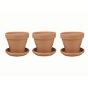 Terracotta bloempotten 30 cm met schotel trio set