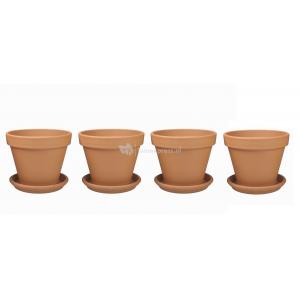 Terracotta bloempotten 35 cm met schotel quadro set