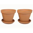 Terracotta bloempotten 38 cm met schotel duo set