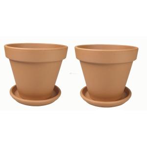 Terracotta bloempotten 50 cm met schotel duo set