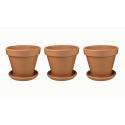 Terracotta bloempotten 50 cm met schotel trio set