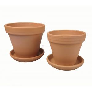 Terracotta bloempotten met schotel duo L mix set 28–31 cm