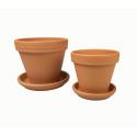 Terracotta bloempotten met schotel duo M mix set 25–28 cm