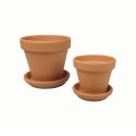 Terracotta bloempotten met schotel duo S mix set 21-25 cm