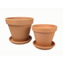 Terracotta bloempotten met schotel duo XL mix set 31–35 cm