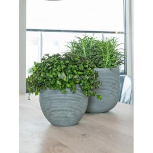 Pot Ridged Horizontal Cody L Dark grey 42x37 cm ronde bloempot