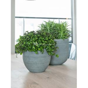 Pot Ridged Horizontal Cody M Dark grey 35x31 cm ronde bloempot