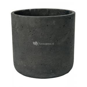 Pot Rough Charlie M Black Washed Fiberclay 18x18 cm zwarte ronde bloempot