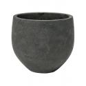 Pot Rough Orb L Black Washed Fiberclay 32x28 cm zwarte ronde bloempot