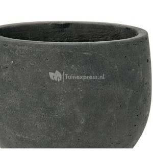 Pottery Pots Pot Rough Orb S Black Washed Fiberclay 18x15 cm ronde bloempot | Plantenwinkel.nl