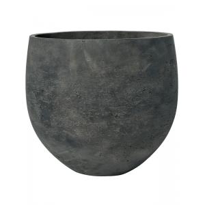 Pot Rough Orb XL Black Washed Fiberclay 39x35 cm zwarte ronde bloempot