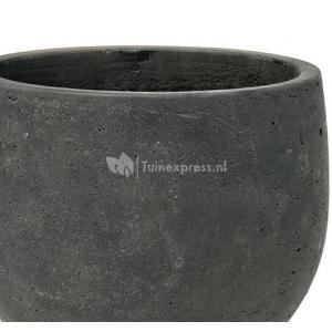 Pot Rough Orb XL Black Washed Fiberclay 39x35 cm zwarte ronde bloempot