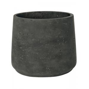 Pot Rough Patt XXL Black Washed Fiberclay 34x28 cm zwarte ronde bloempot