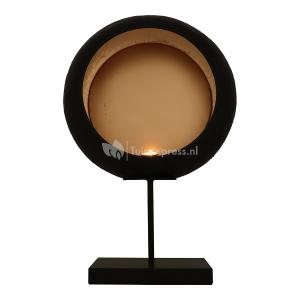 Windlicht Ei Rond zwart met goud op standaard L 40x13x59 cm