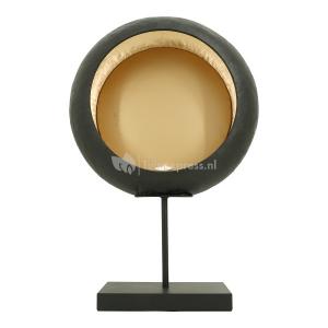 Windlicht Ei Rond zwart met goud op standaard L 40x13x59 cm