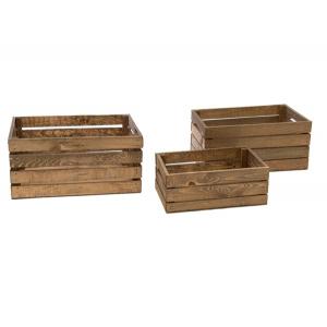 Essex Decoratie Kratten S3 48x33x23 cm rechthoekige 3-set kratten bruin