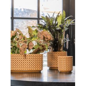 Hoge Planter Thies Mustard gele bloempot voor binnen 26 cm ovaal