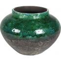 Jar Lindy Green Black donkergroene ronde lage vaas voor binnen 28 cm