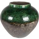 Jar Lindy Green Black donkergroene ronde lage vaas voor binnen 45 cm